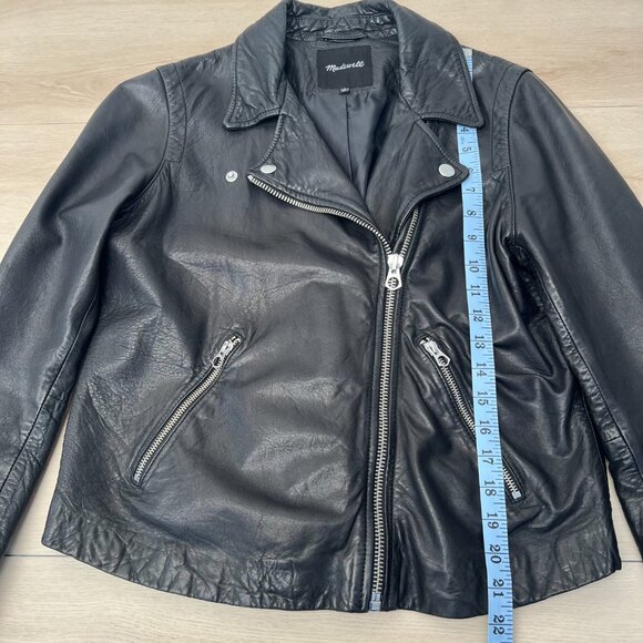Madewell Classic Washed Black Leather Moto Jacket / Silver Hardware Large - Picture 11 of 15